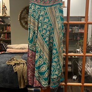 Silk hippie skirt with smocked waist